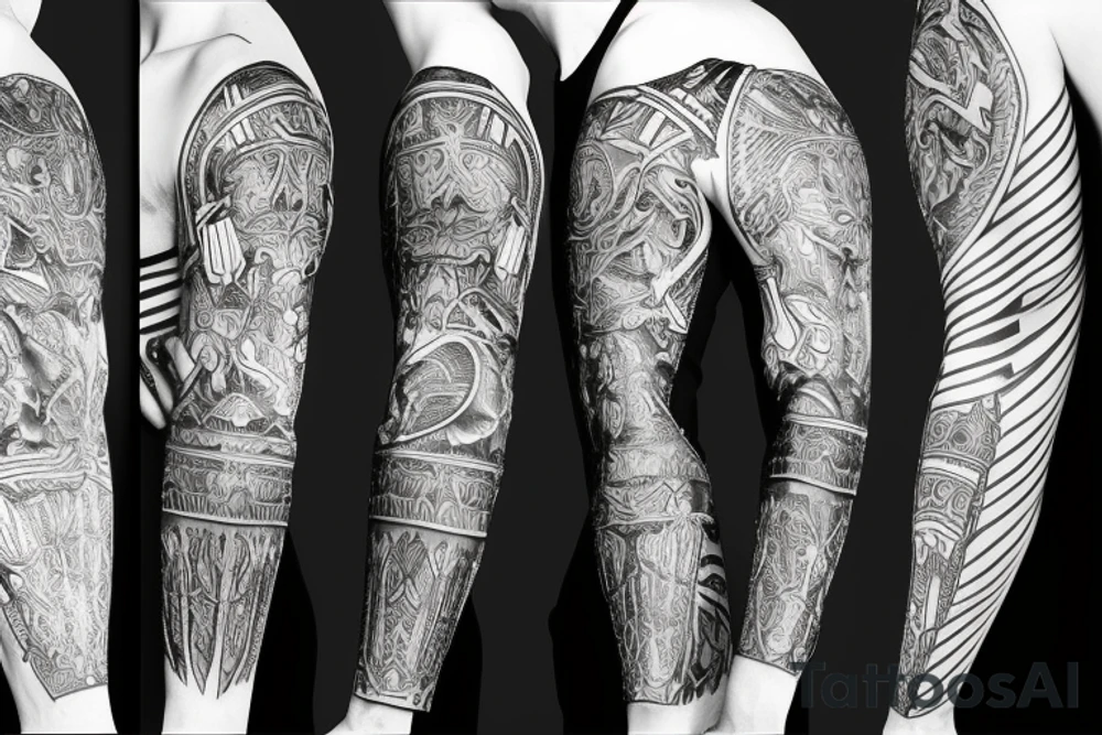Nordic armor sleeve tattoo idea