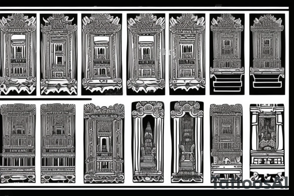 bali temple, gates and mountains. rectangle vertical outline tattoo idea bali temple, gates and mountains. rectangle vertical outline tattoo idea