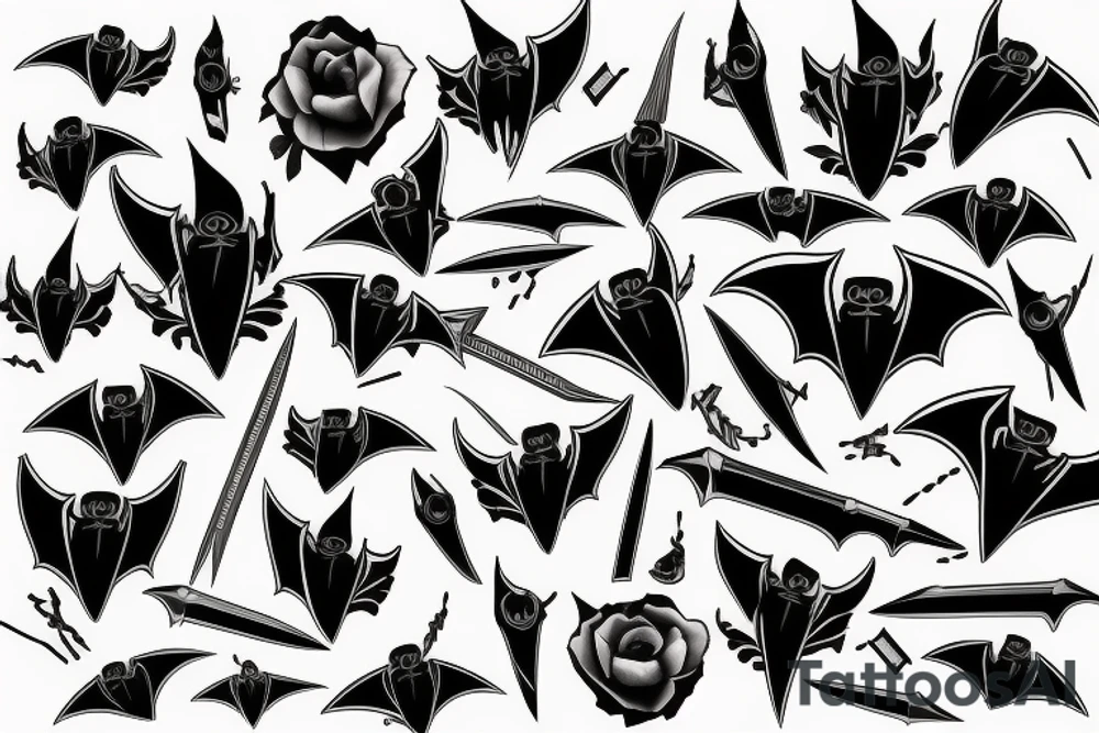 Bats with blades tattoo idea