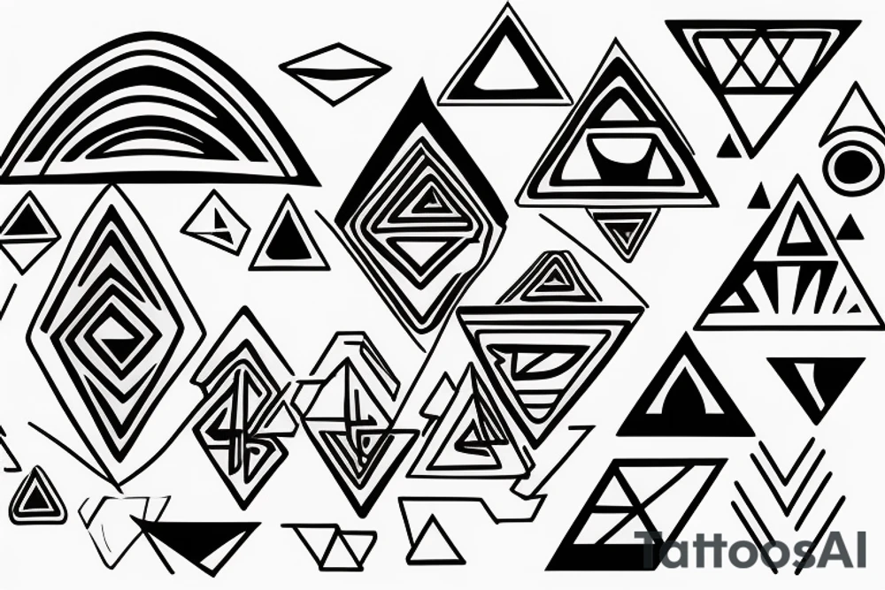 Abstract triangles with circles tattoo idea