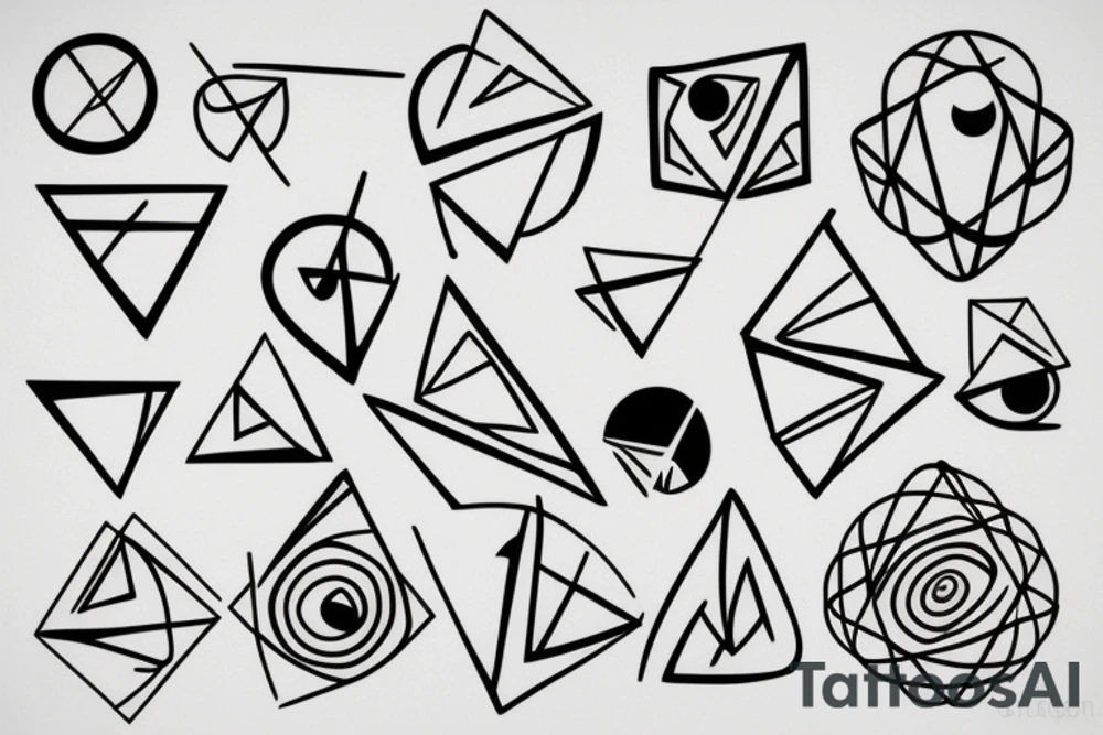 Abstract triangles with circles tattoo idea