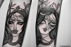 forearm tattoo of pandora, a mythical woman who opens a box full of wonder tattoo idea