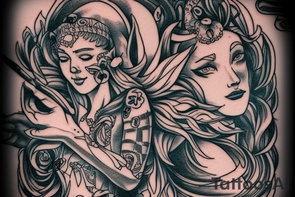 forearm tattoo of pandora, a mythical woman who opens a box full of wonder tattoo idea