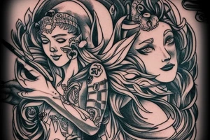 forearm tattoo of pandora, a mythical woman who opens a box full of wonder tattoo idea