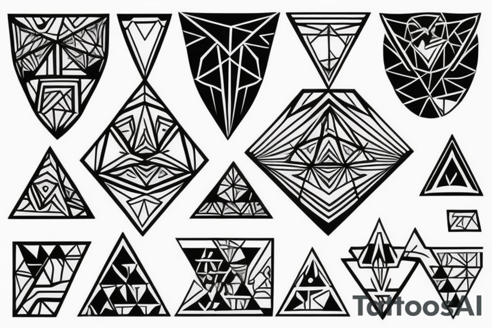 Abstract triangles with circles for shoulder not too big tattoo idea