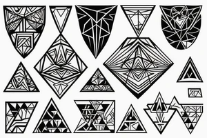 Abstract triangles with circles for shoulder not too big tattoo idea