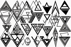 Abstract triangles with circles for shoulder medium size colored tattoo idea