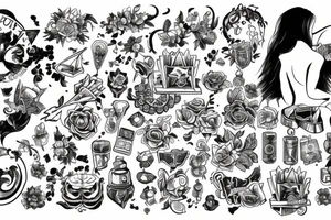 neotraditional forearm tattoo of a woman who opens a box full of wonder tattoo idea