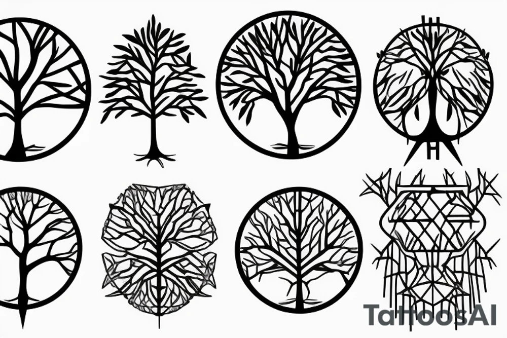 geometric tree tattoo idea