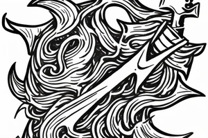 poseidon's hand holding trident getting out of water tattoo idea
