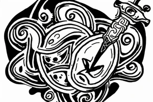 poseidon's hand holding trident getting out of water tattoo idea