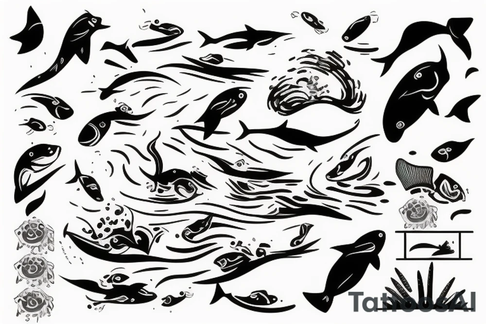 Man swimming tattoo idea