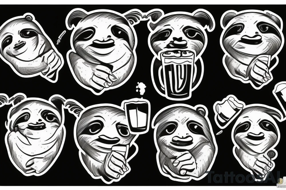 sloth drinking beer tattoo idea