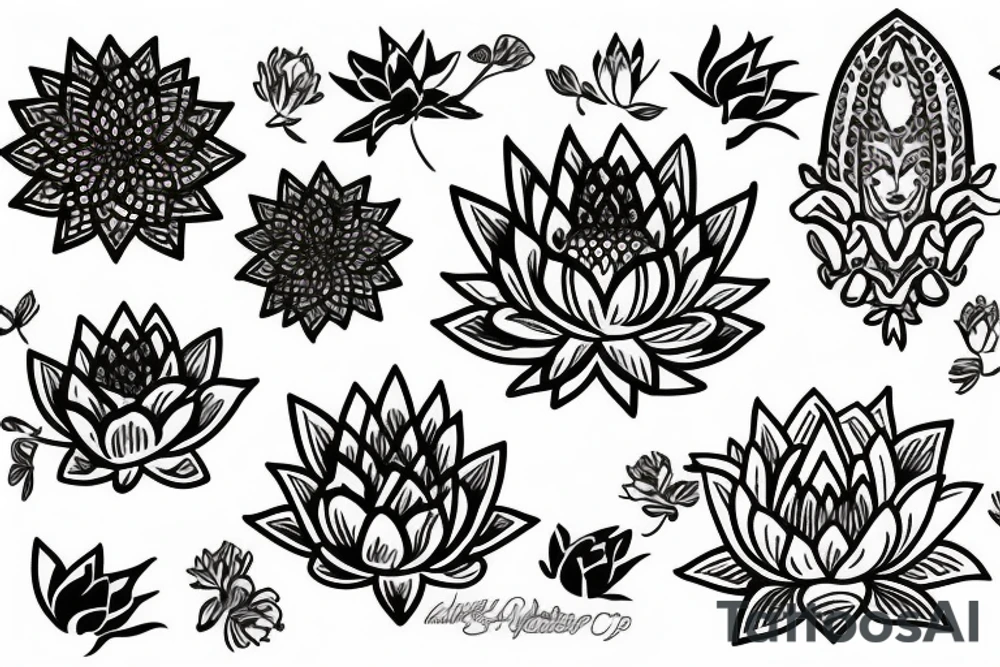 Lotus in Thailand style tattoo idea