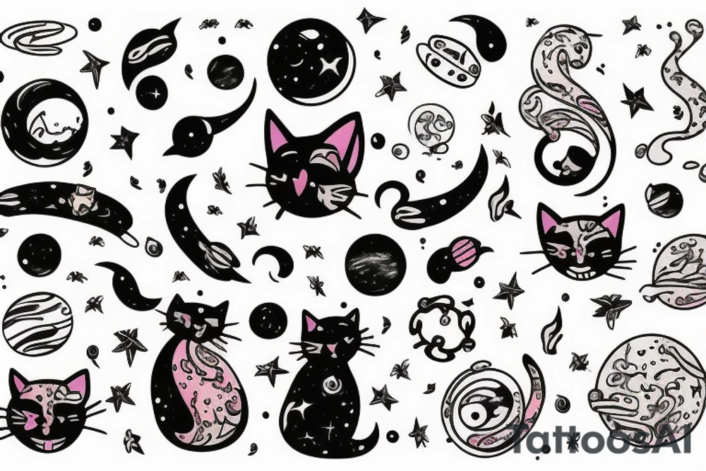 Cat in space tattoo idea