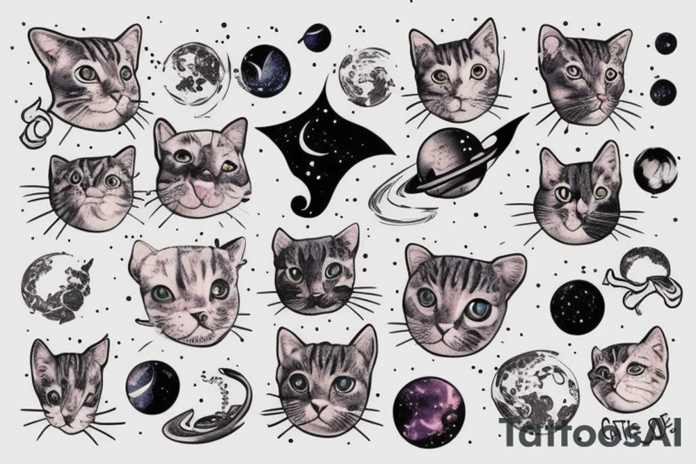 Cat in space tattoo idea