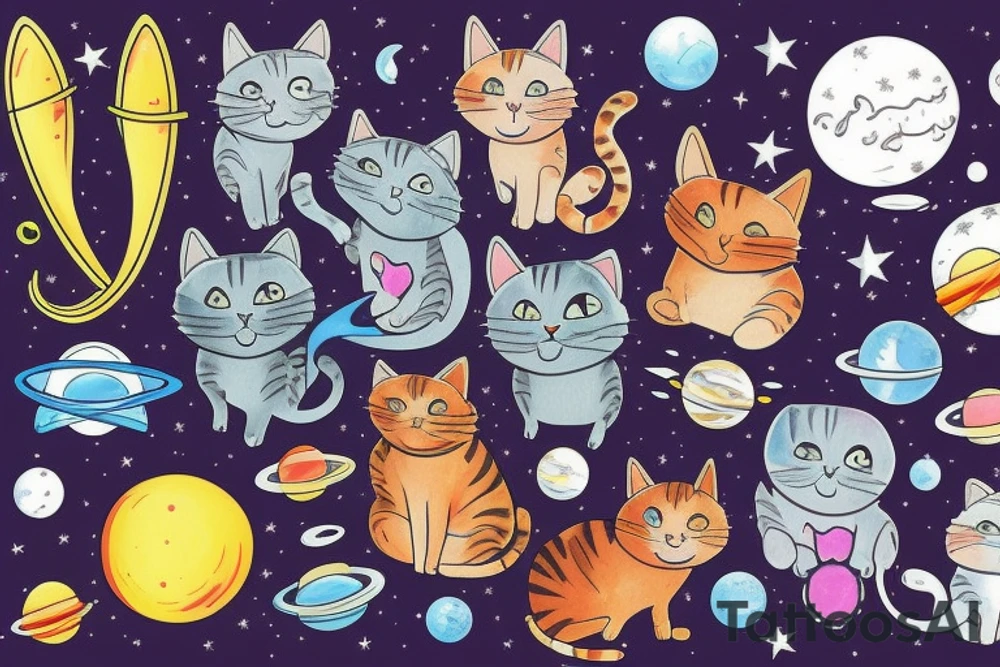 Cat in space tattoo idea