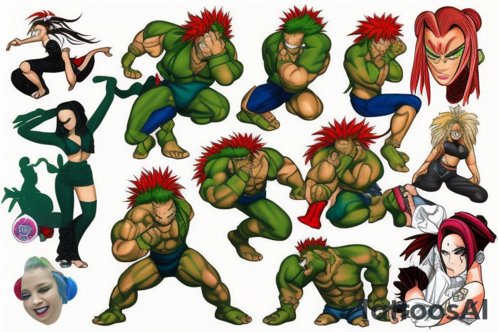 Blanka and cammy from Street fighter tattoo idea
