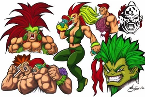 Blanka and cammy from Street fighter tattoo idea