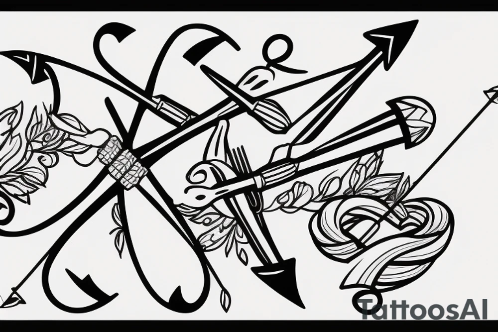 bow and arrows representing married life tattoo idea