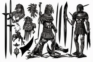 spartan holding a sword with blood tattoo idea