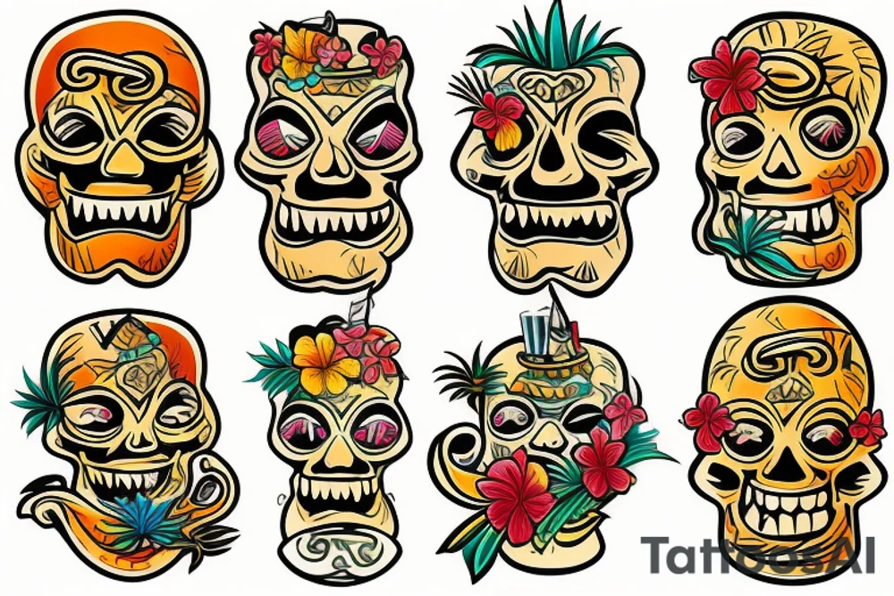 Traditional,  tropical, tiki, jimmy buffet tattoo idea