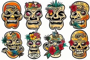 Traditional,  tropical, tiki, jimmy buffet tattoo idea