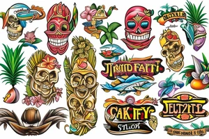 Traditional,  tropical, tiki, jimmy buffet tattoo idea