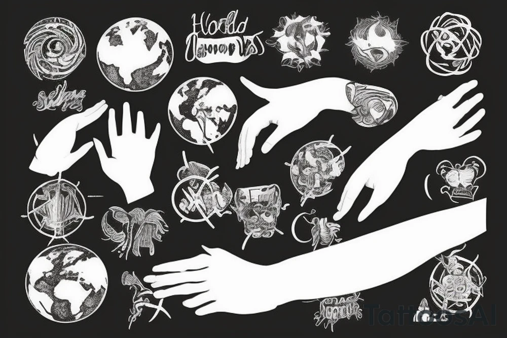 Hand holding the world tattoo idea
