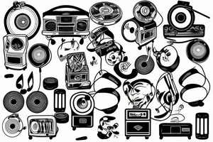 2000, Music, Speakers, Turntables, Grafitti tattoo idea