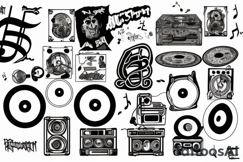 2000, Music, Speakers, Turntables, Grafitti tattoo idea