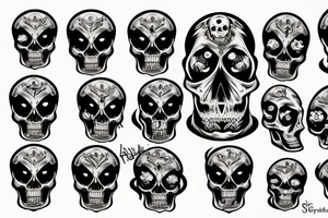 Gemini skull demon set in space background with rip skin edge tattoo idea