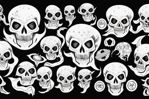 Gemini skull demon set in space background with rip skin edge tattoo idea