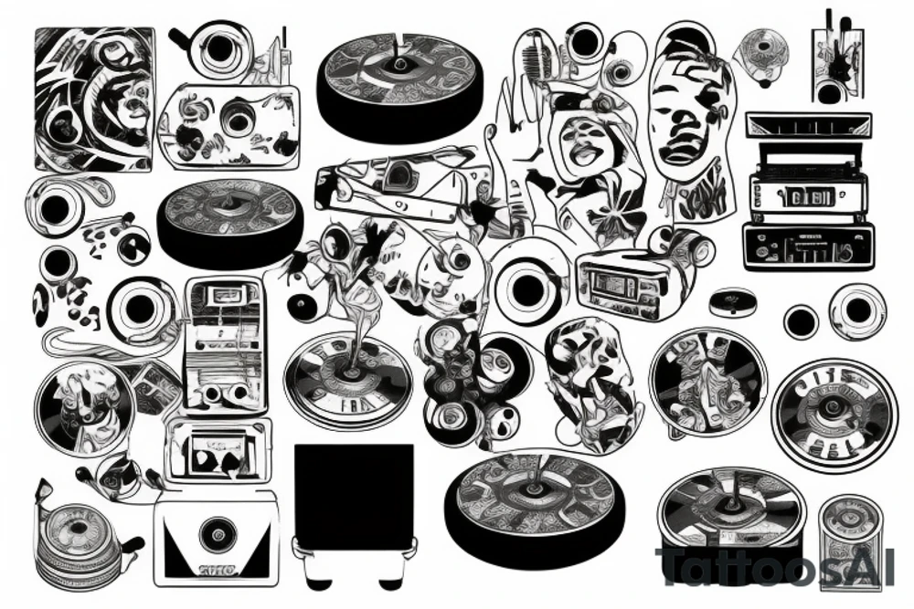 2000, Music, Speakers, Turntables, Grafitti tattoo idea