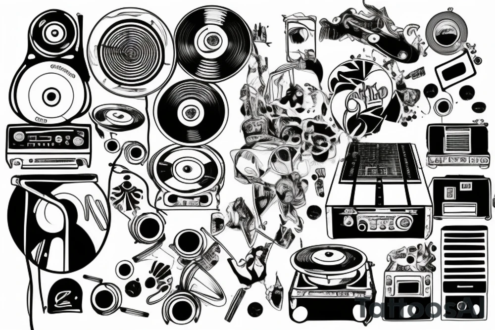 2000, Music, Speakers, Turntables, Grafitti tattoo idea