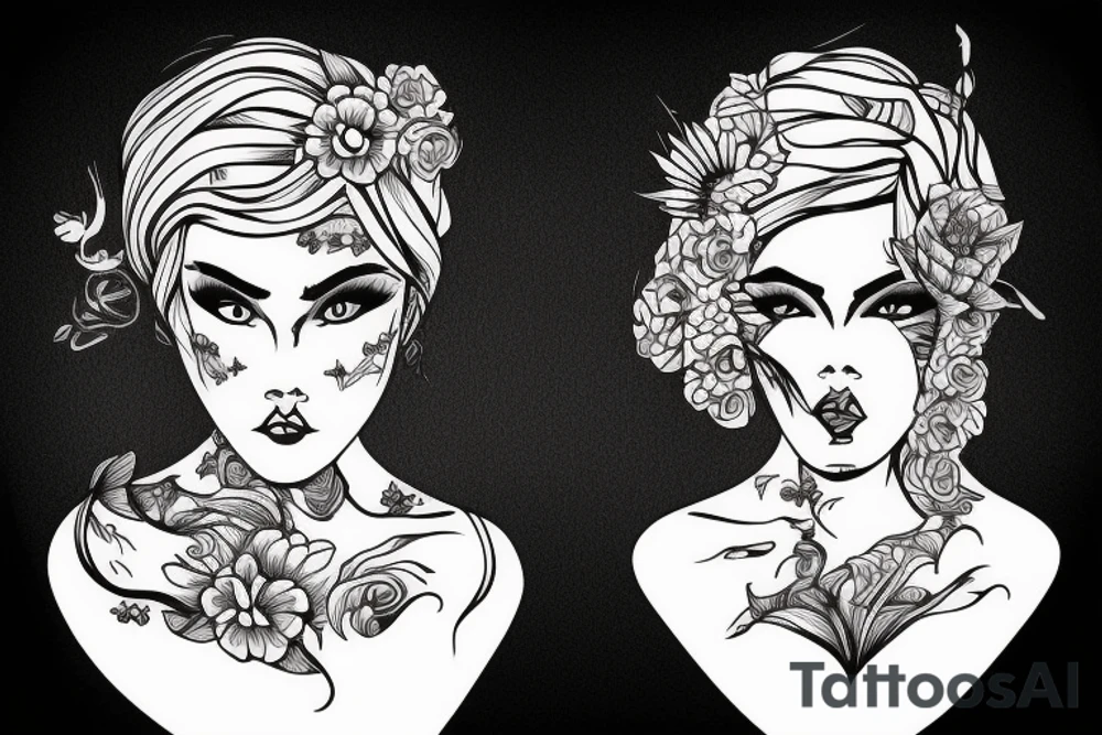 sad woman tattoo idea