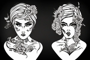 sad woman tattoo idea