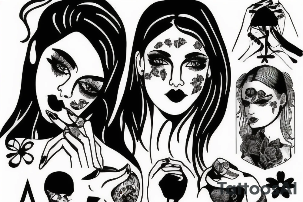 sad woman tattoo idea