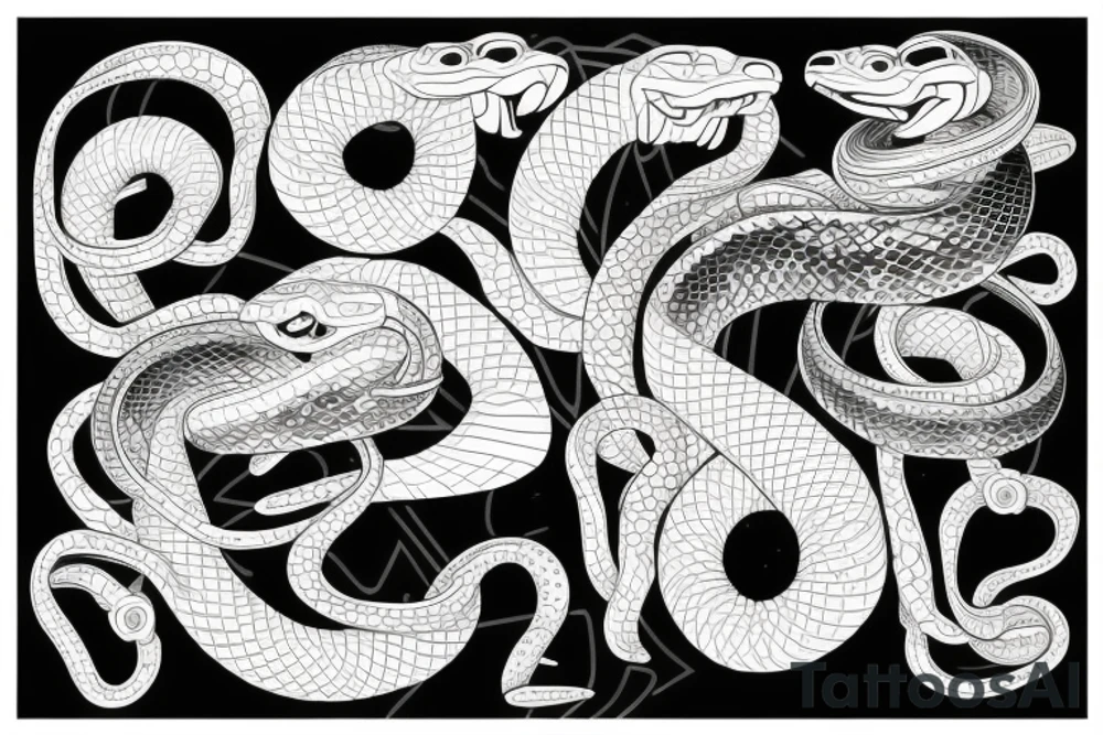A snake wrapped around a futuristic katana tattoo idea