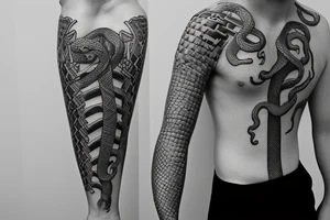 A snake wrapped around a futuristic sword tattoo idea