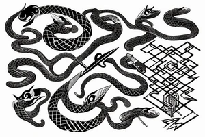 A snake wrapped around a futuristic sword tattoo idea