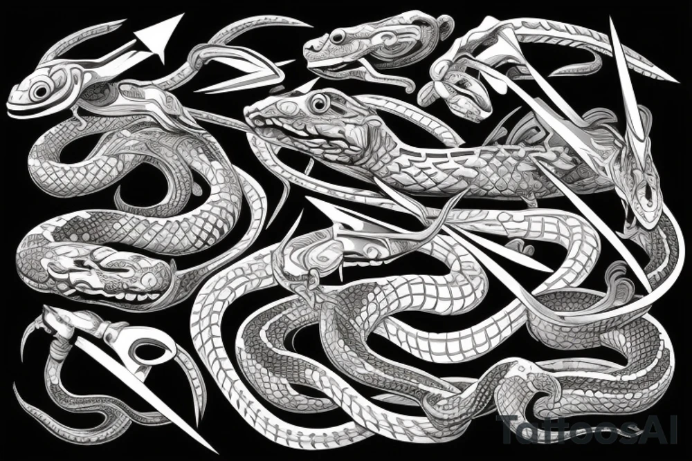 A snake wrapped around a futuristic sword tattoo idea