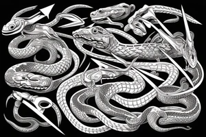 A snake wrapped around a futuristic sword tattoo idea