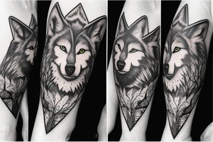 Wolf over looking forest tattoo idea
