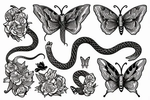 A snake combined with a butterfly tattoo idea