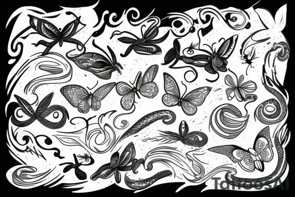 A snake combined with a butterfly tattoo idea