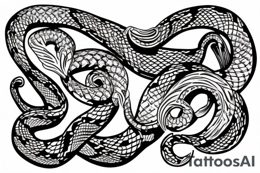 A detailed snake combined with a butterfly tattoo idea