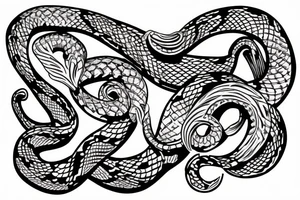 A detailed snake combined with a butterfly tattoo idea