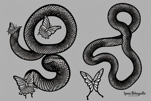 A detailed snake combined with a butterfly tattoo idea
