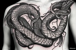 A detailed snake combined with a butterfly tattoo idea